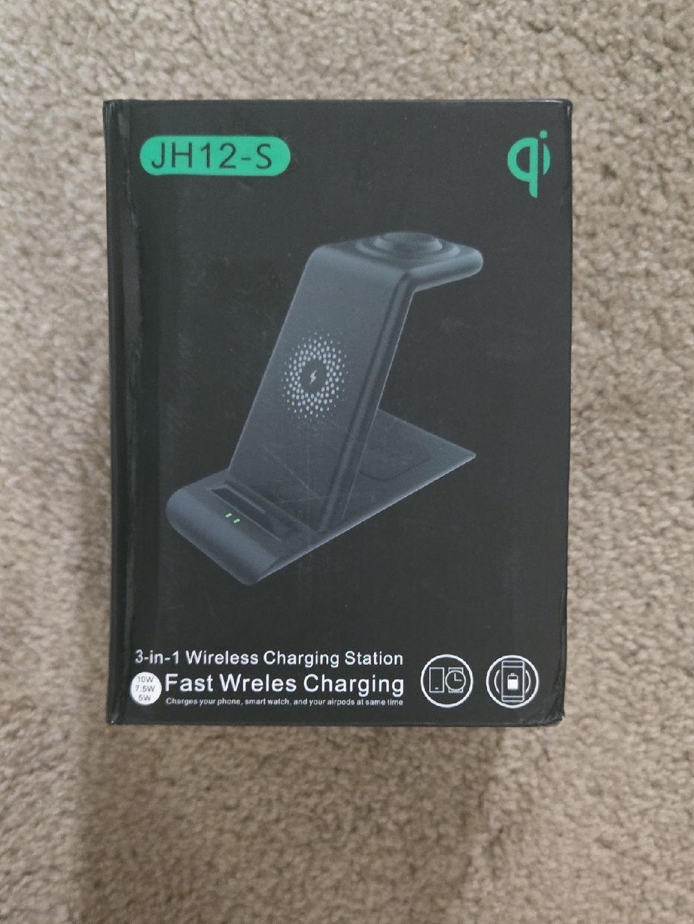 JH12-S 3-in-1 Wireless Charging Station - Black
